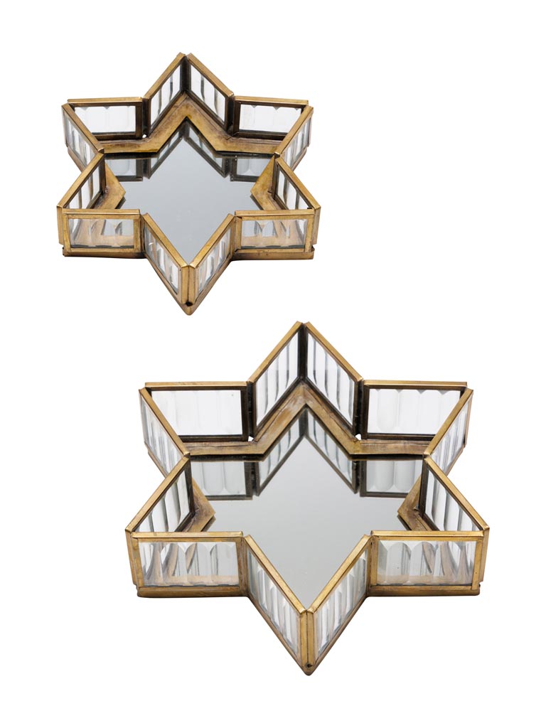 S/2 stripped glass trinket tray with mirror base - 3