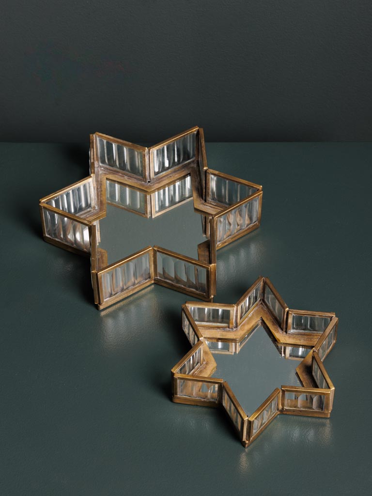 S/2 stripped glass trinket tray with mirror base - 6