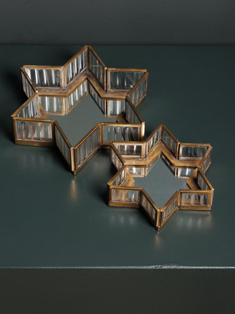 S/2 stripped glass trinket tray with mirror base - 5