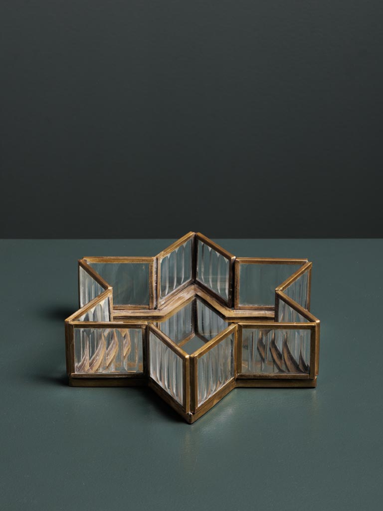 S/2 stripped glass trinket tray with mirror base - 7