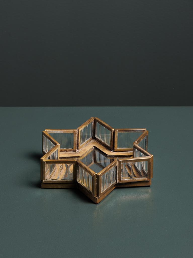 S/2 stripped glass trinket tray with mirror base - 2