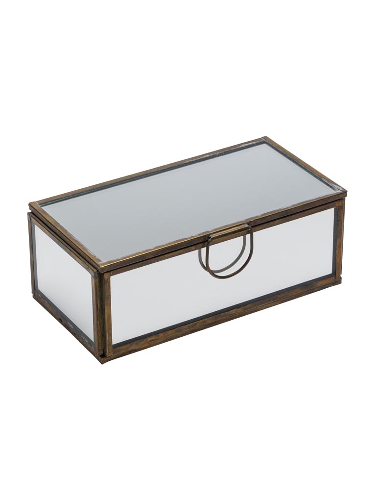 Mirrored box with brass patina edges - 2