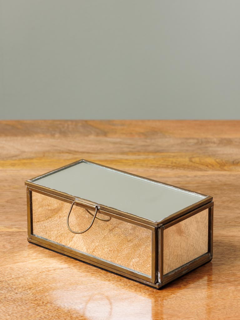 Mirrored box with brass patina edges - 1