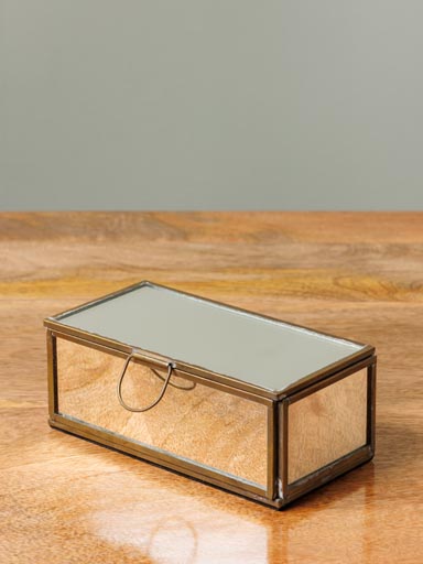 Mirrored box with brass patina edges