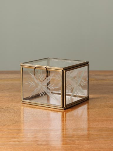 Boîte en verre flocon gravé