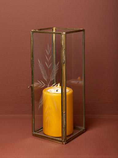 High candle holder engraved snowflake