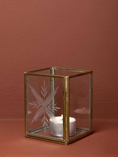 Small candle holder engraved snowflake