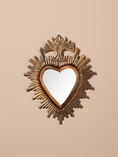 Mirror striped Ex-voto heart bronze patina