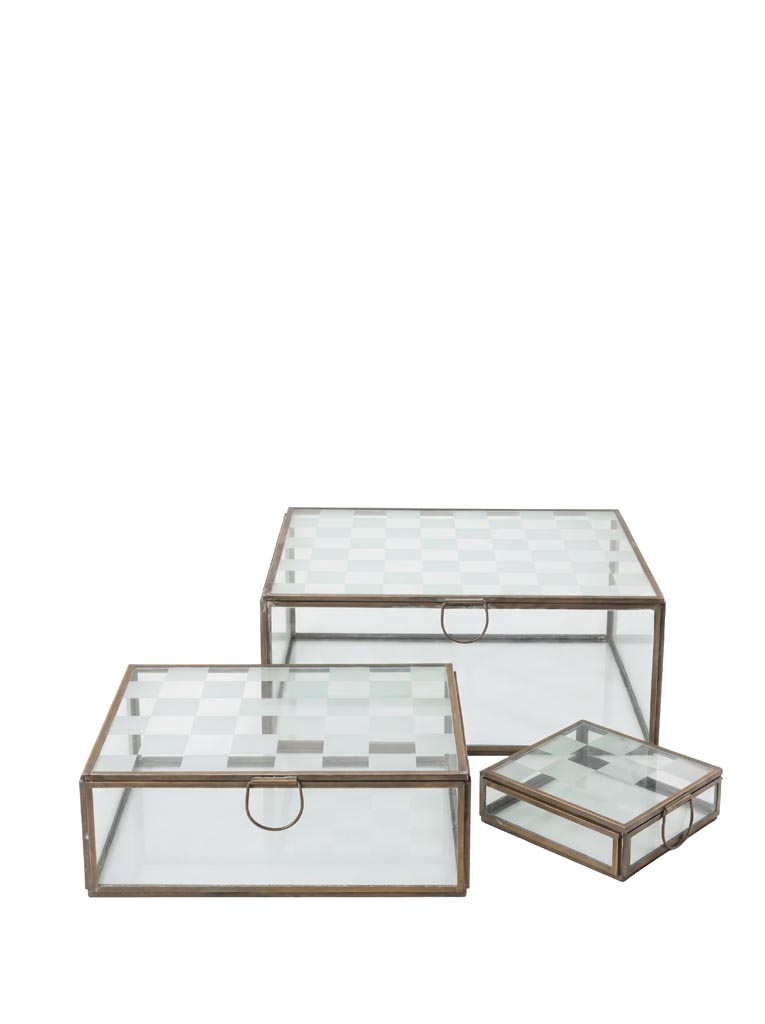 S/3 glass nesting boxes with square design lid - 4