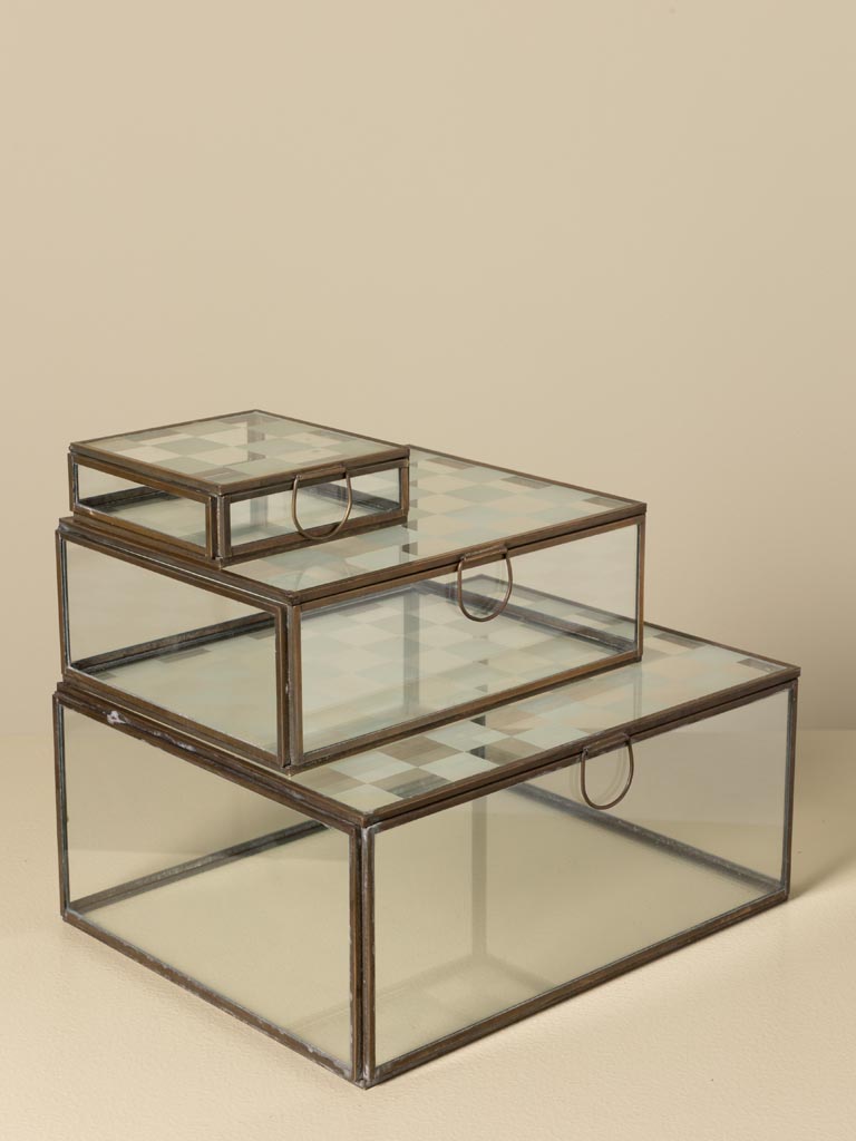 S/3 glass nesting boxes with square design lid - 5