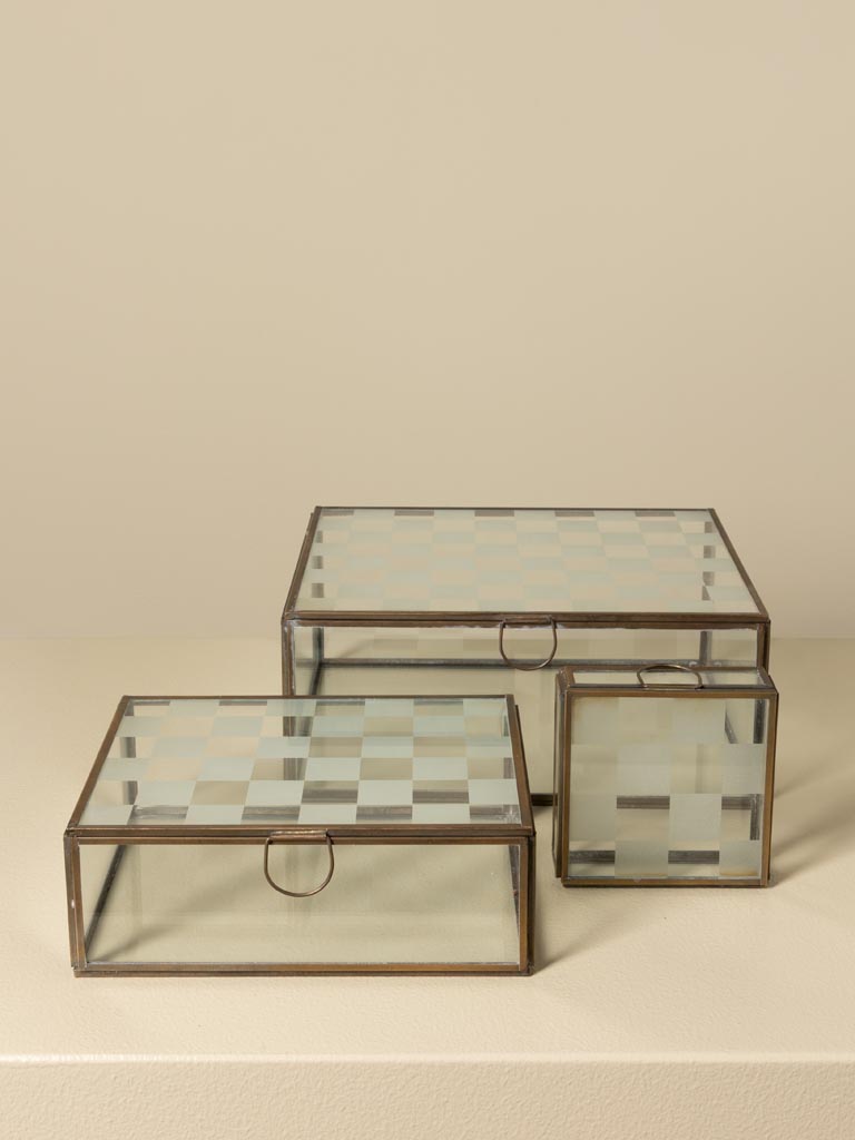 S/3 glass nesting boxes with square design lid - 7