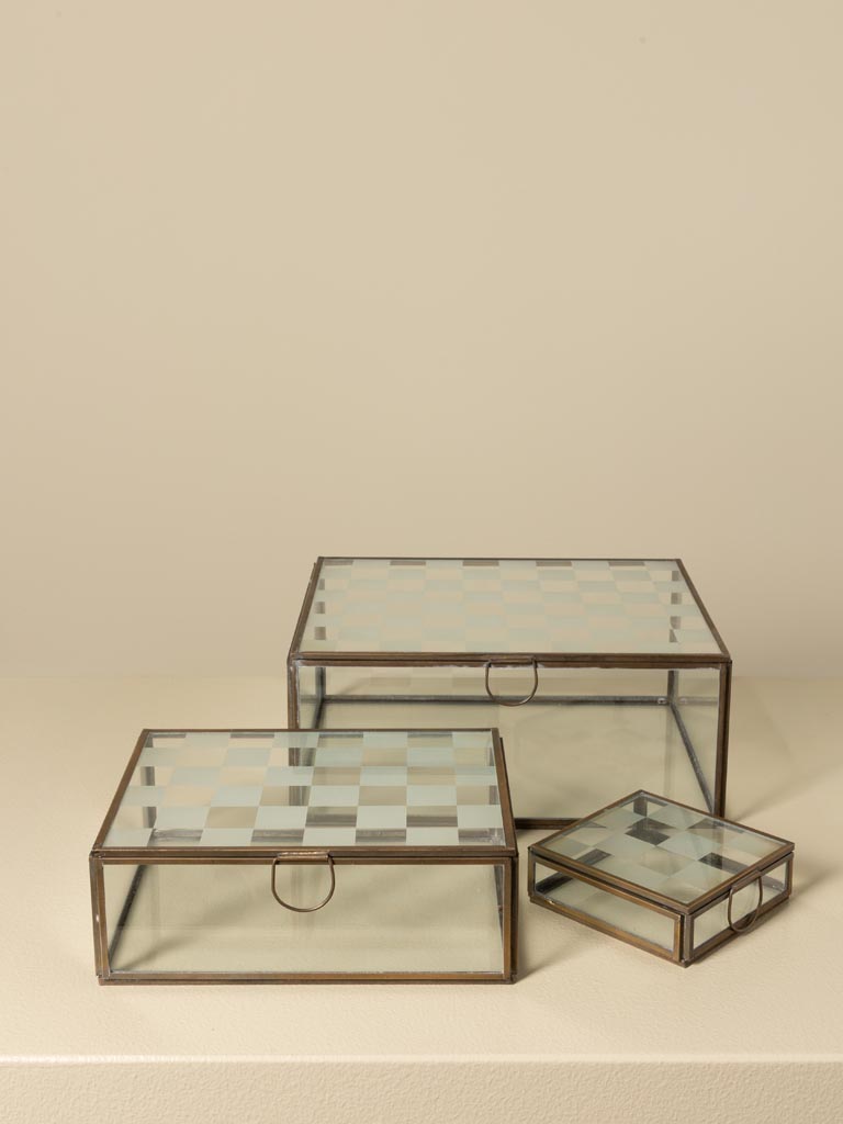 S/3 glass nesting boxes with square design lid - 6