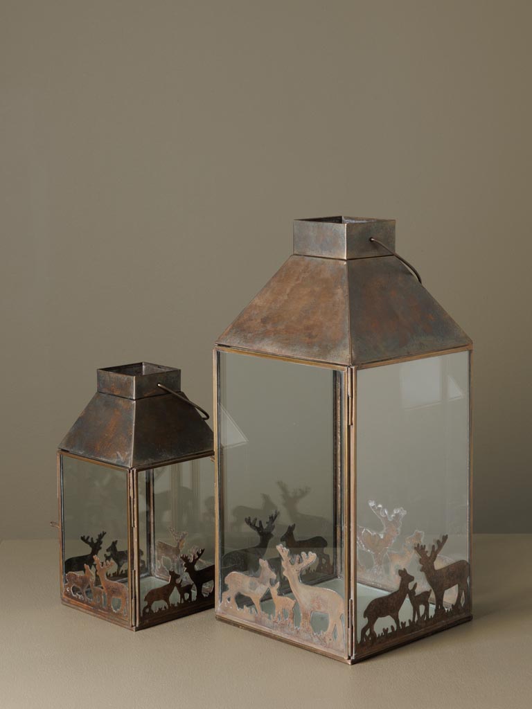S/2 brass lanterns with deer family - 3