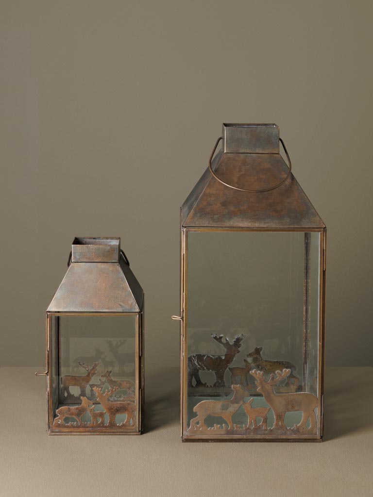S/2 brass lanterns with deer family - 5