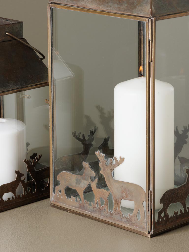 S/2 brass lanterns with deer family - 4