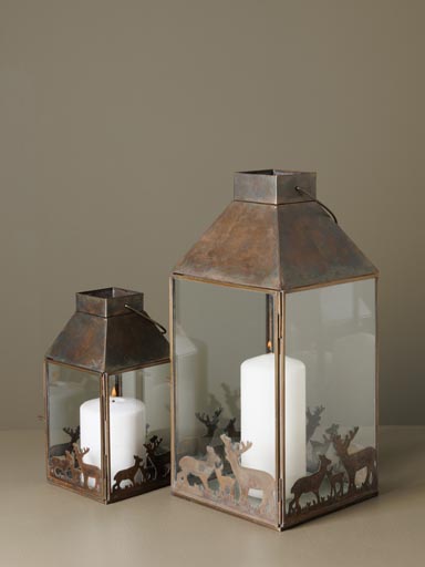 S/2 brass lanterns with deer family