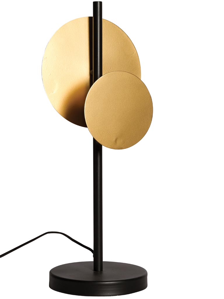 LAMPE double disque d'or base noire - 2