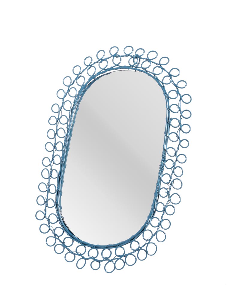 Miroir ovale fil tressé bleu - 2