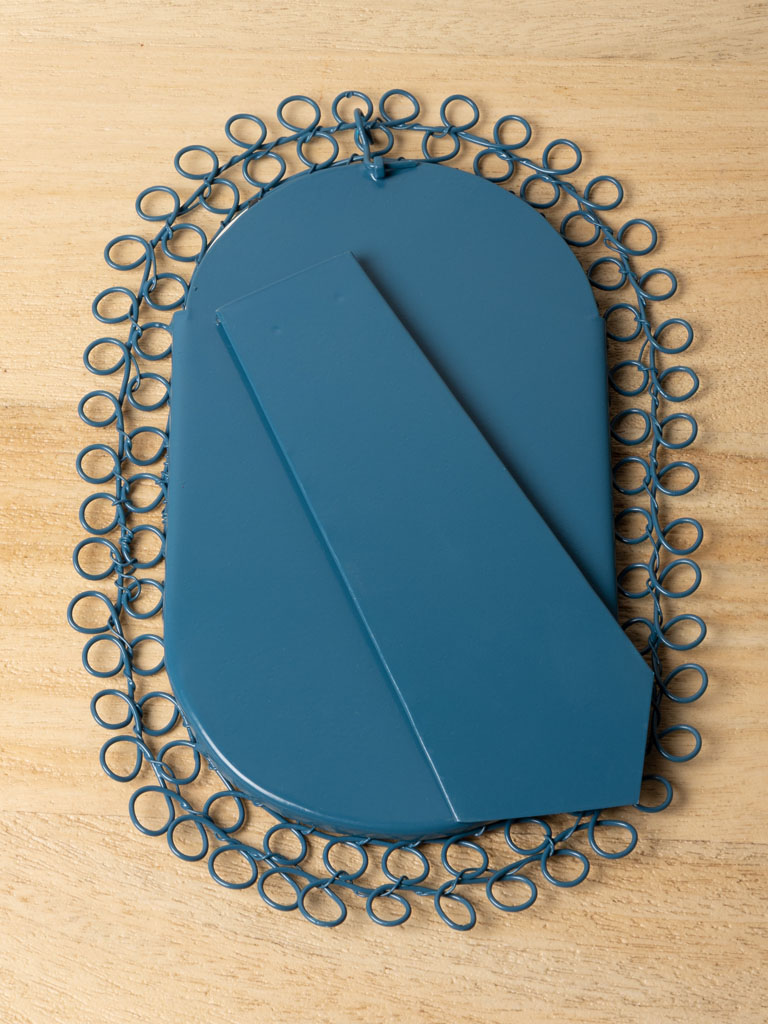 Miroir ovale fil tressé bleu - 3