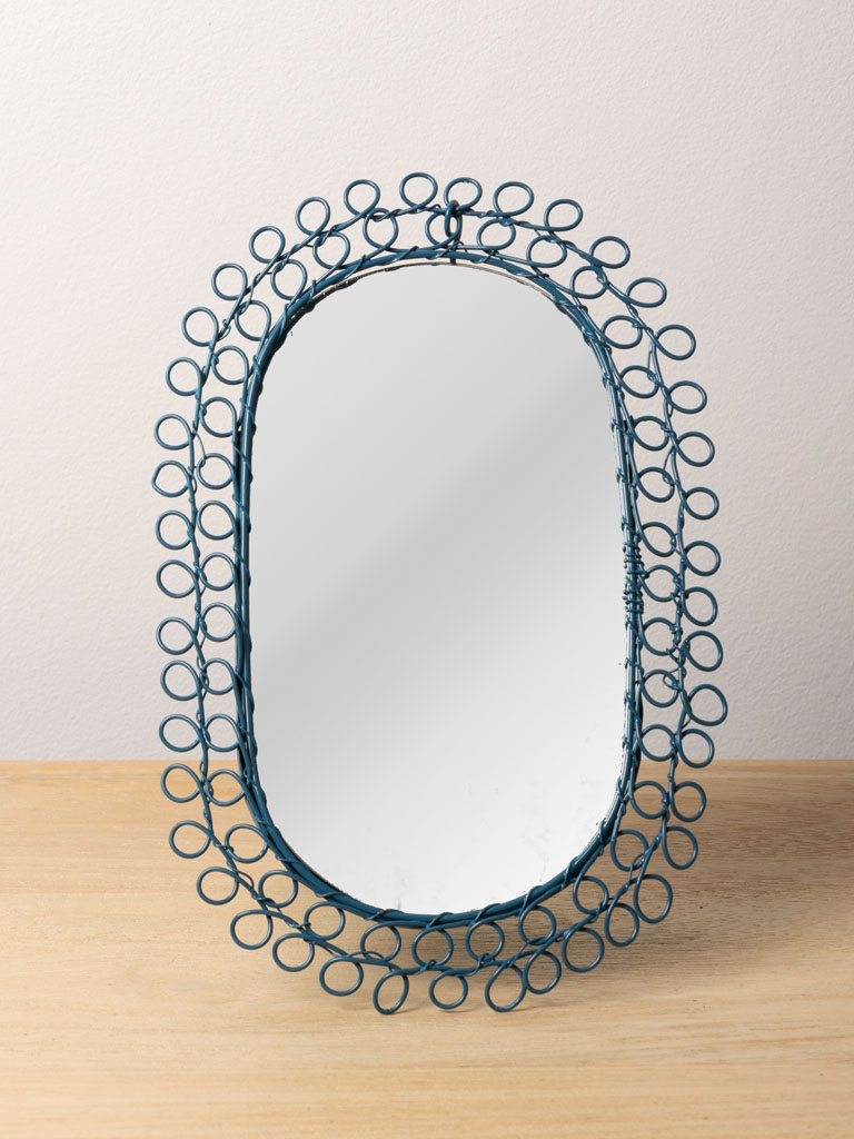 Miroir ovale fil tressé bleu - 5