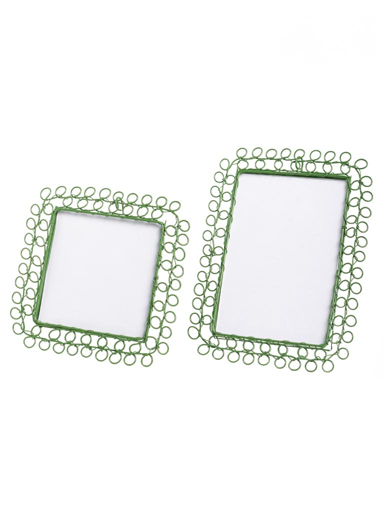 S/2 braided green metal photo frames - 2