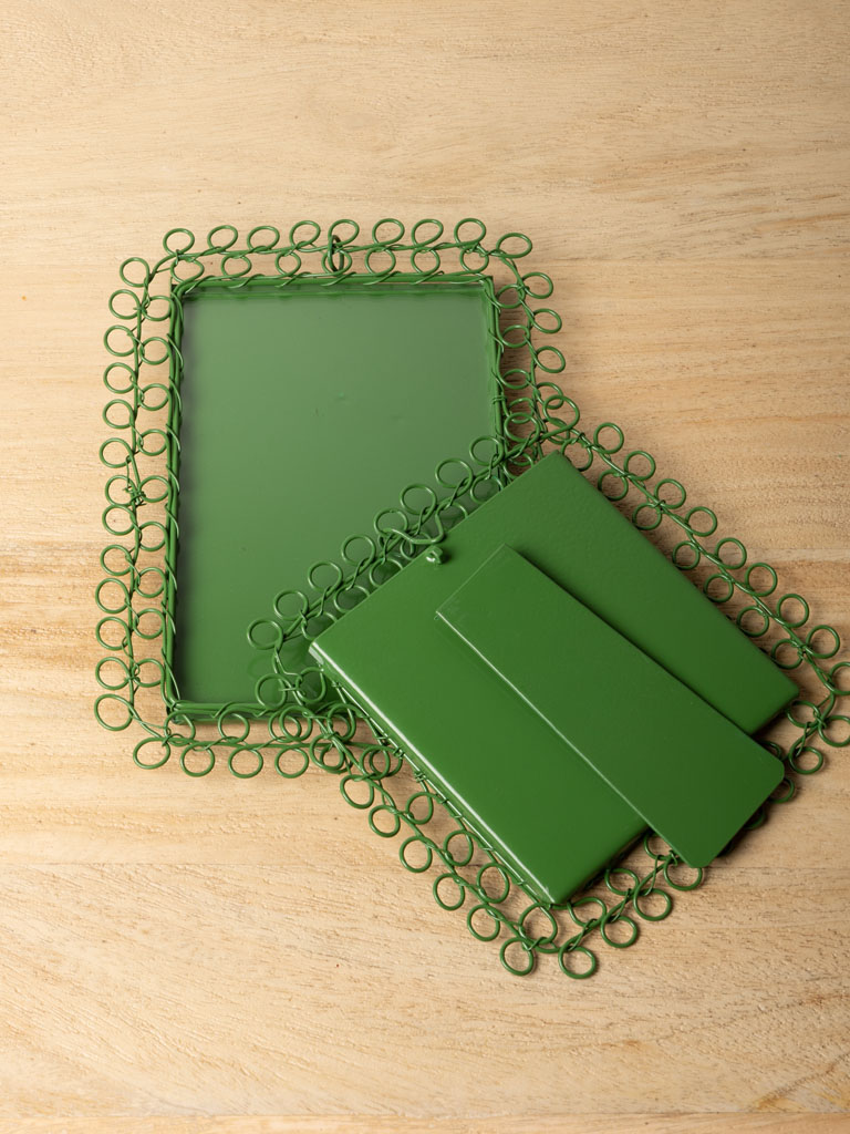 S/2 braided green metal photo frames - 5