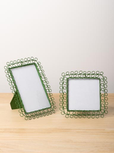 S/2 braided green metal photo frames