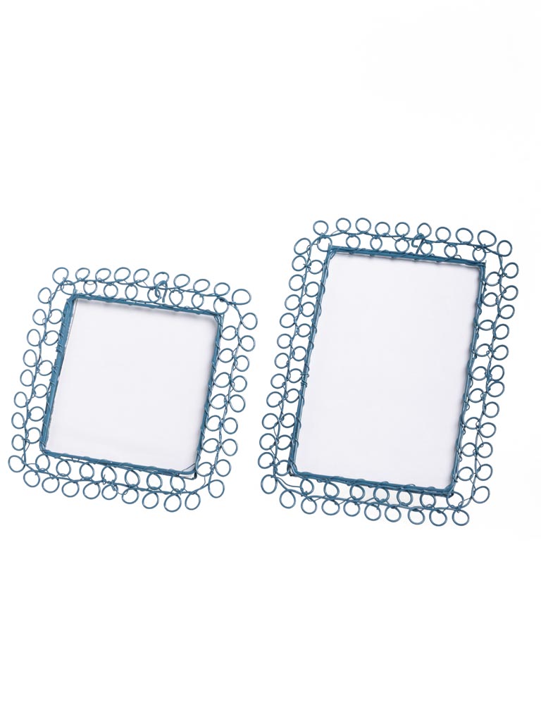 S/2 braided blue metal photo frames - 2