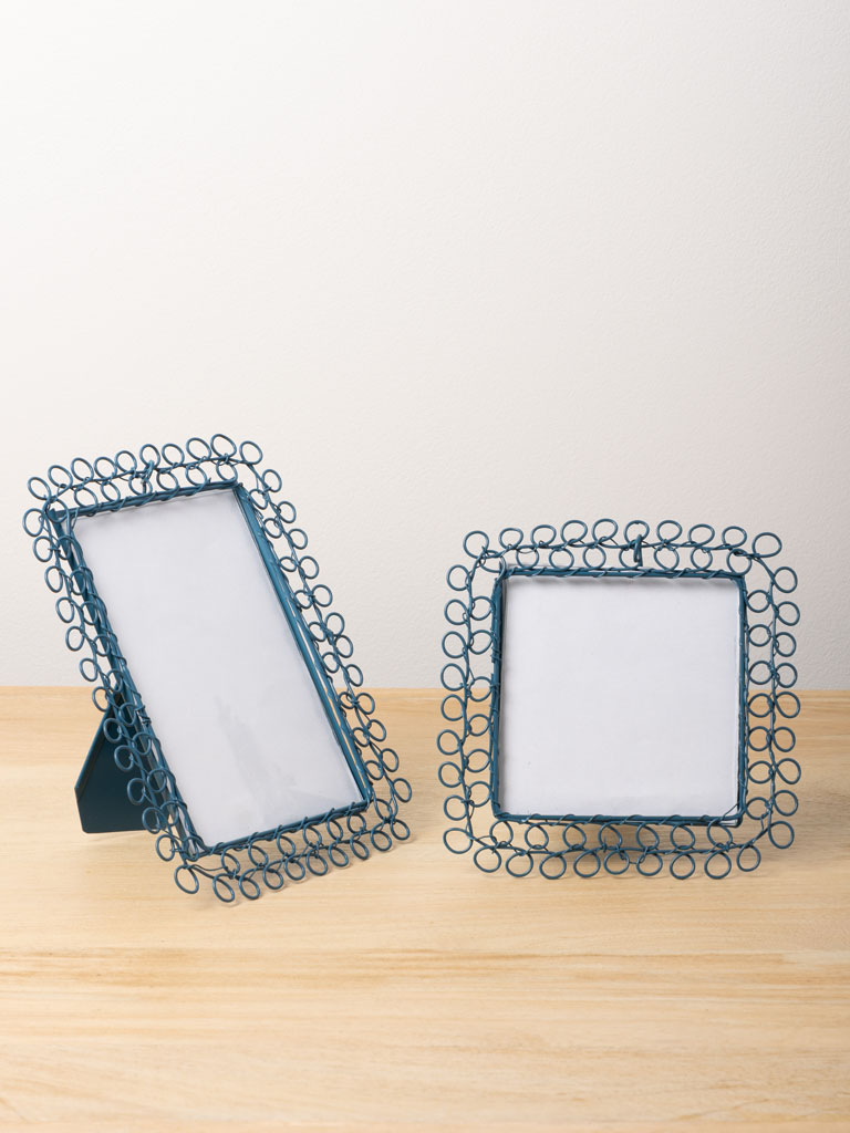 S/2 braided blue metal photo frames - 1