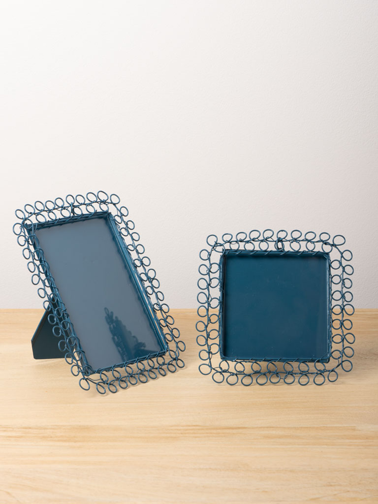 S/2 braided blue metal photo frames - 3