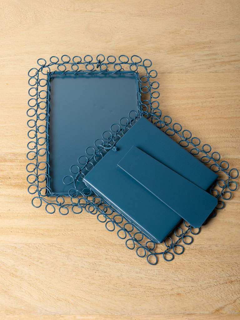 S/2 braided blue metal photo frames - 5