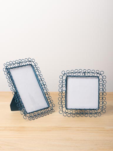 S/2 braided blue metal photo frames