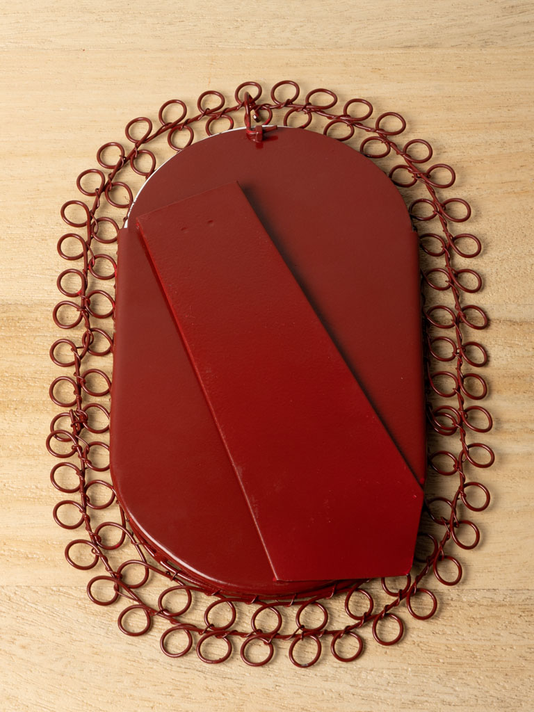Miroir ovale fil tressé rouge - 4