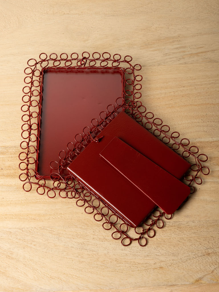 S/2 braided red metal photo frames - 5