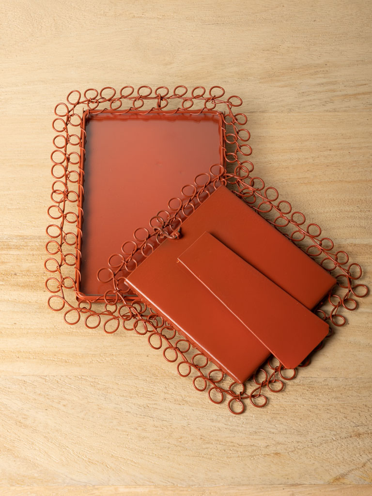 S/2 braided orange metal photo frames - 5