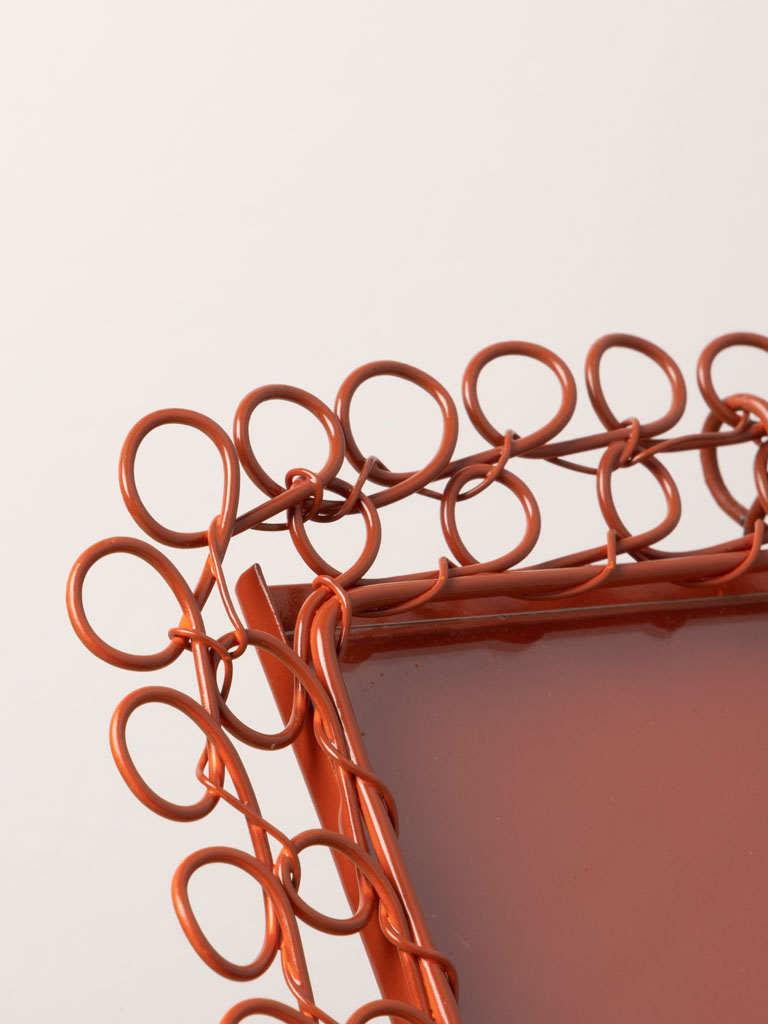 S/2 braided orange metal photo frames - 4