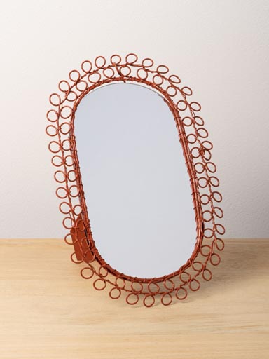 Miroir ovale fil tressé orange