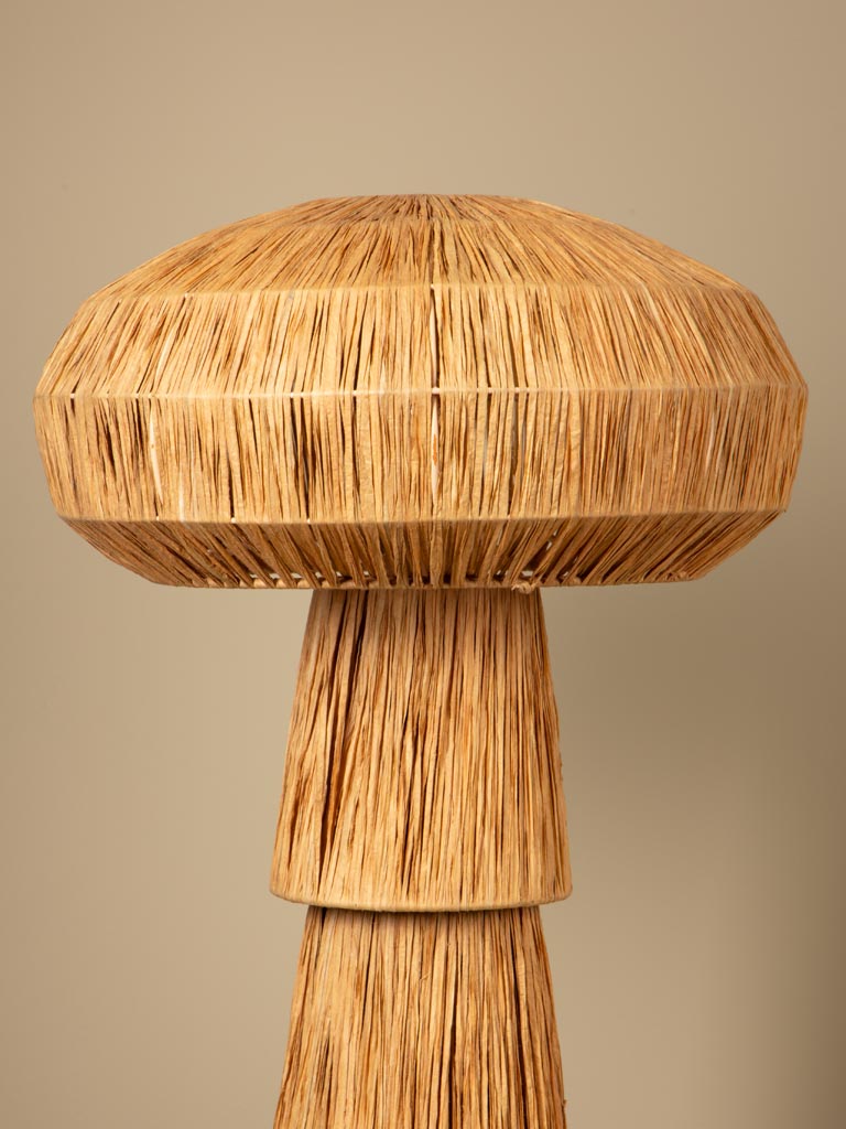 Warm beige raffia mushroom lamp - 3