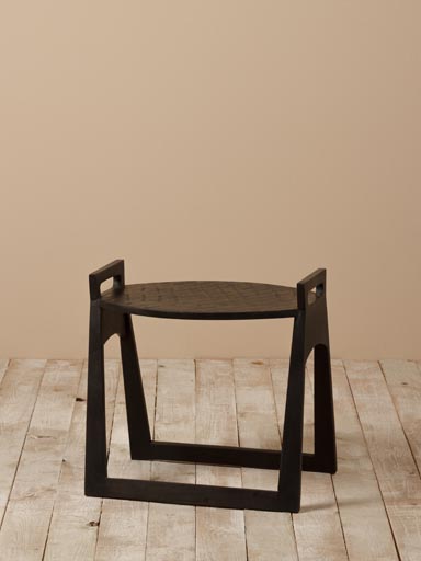 Black wooden stool with handles Zola