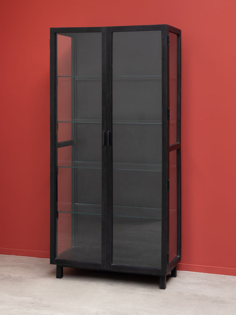 Wooden cabinet with glass shelves - 1