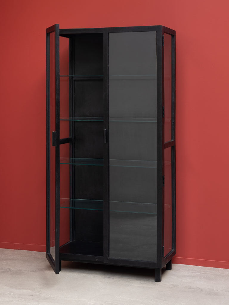 Wooden cabinet with glass shelves - 3