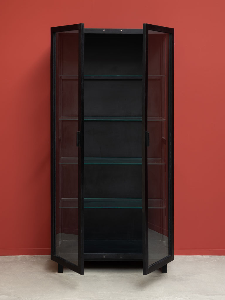 Wooden cabinet with glass shelves - 4