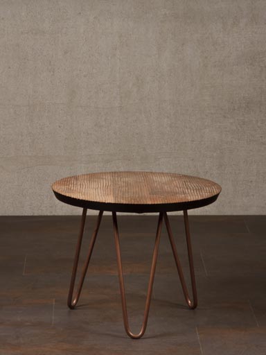 Small side table striped top tripod feet