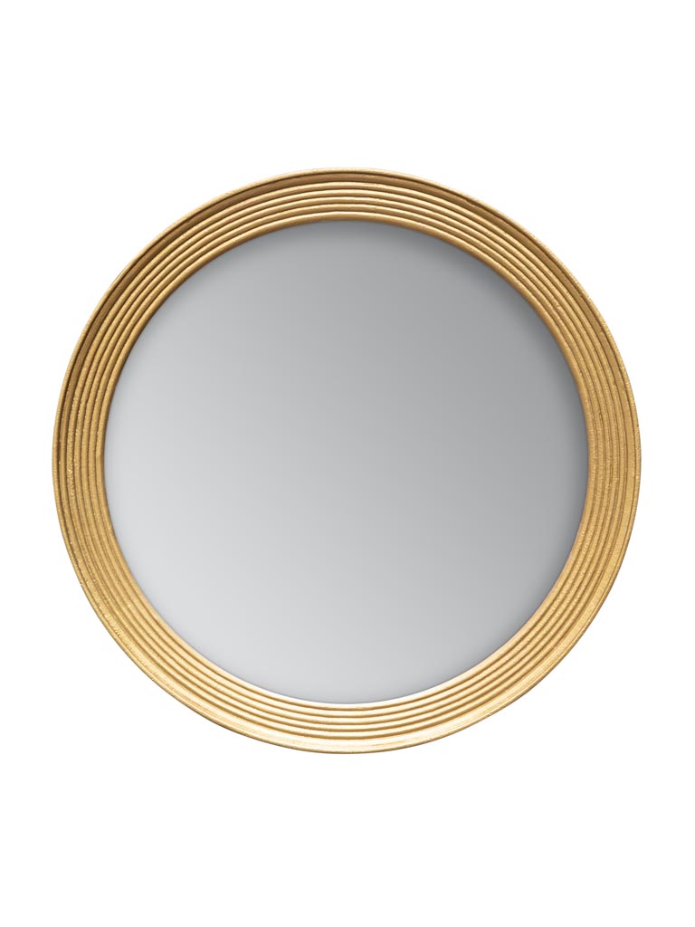 Grand miroir rond contour ligné doré - 2