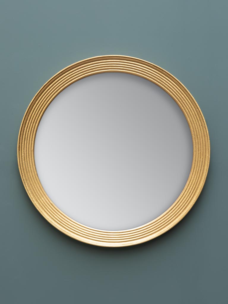Round mirror ribbed golden edge - 1