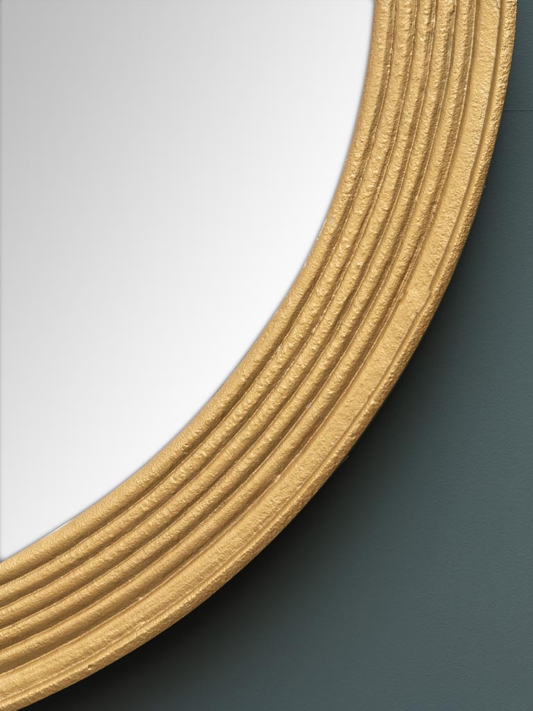 Round mirror ribbed golden edge - 3
