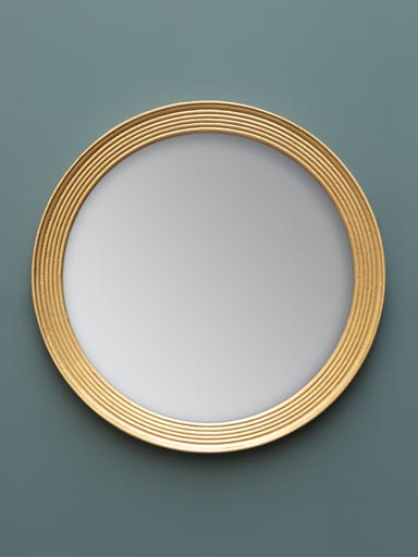 Round mirror ribbed golden edge