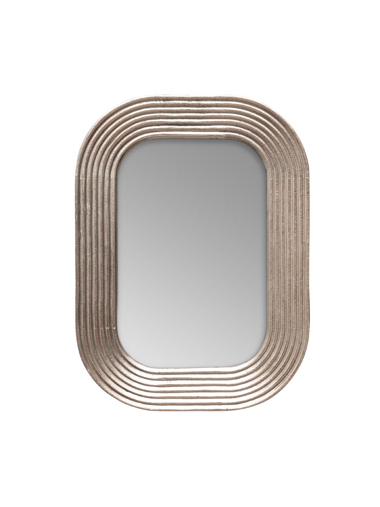 Miroir bord arrondi contour ligné argenté - 2