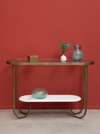 Console with marble shelf and rounded feet
