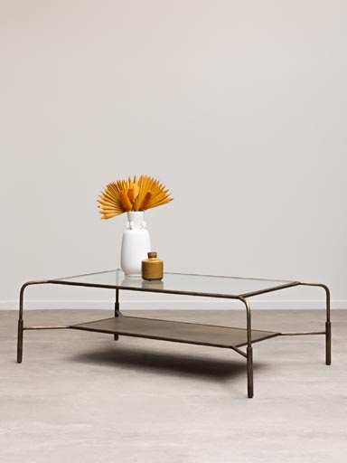 Coffee table engraved rays shelf Suspense